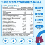 Zetelixia Lutein Gummies packaging showing ingredients