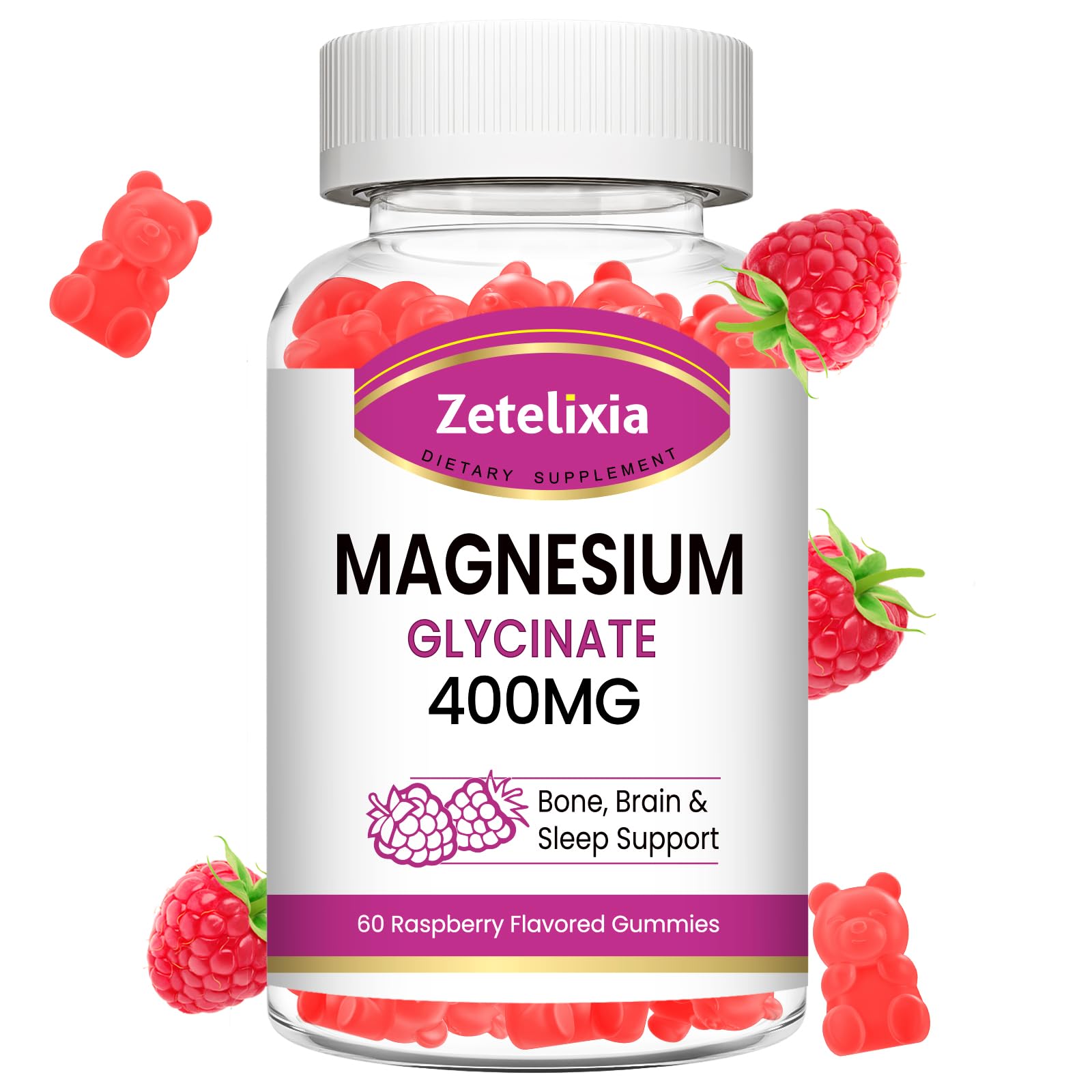 Zetelixia Magnesium Glycinate Gummies bottle front view