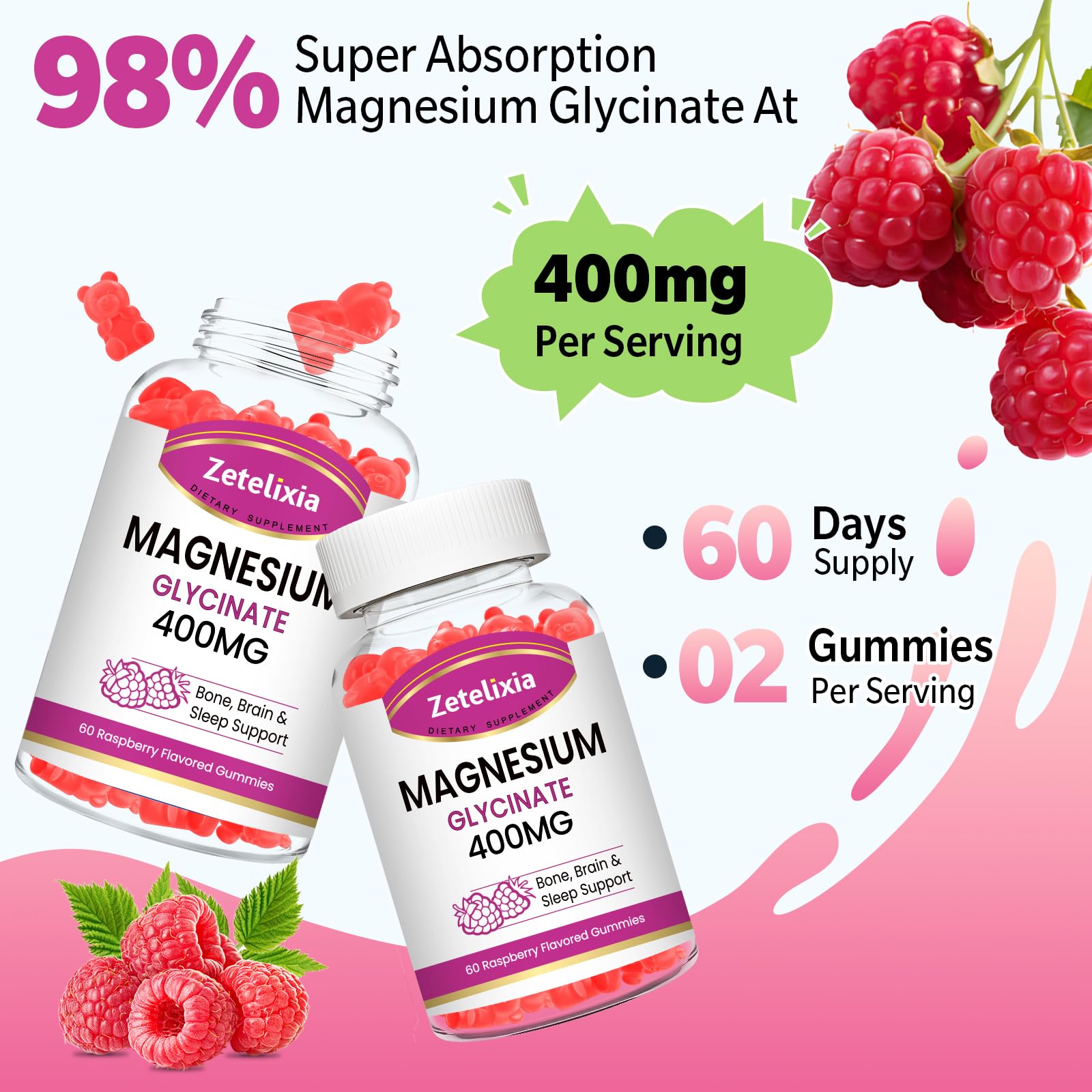 Zetelixia Magnesium Glycinate Gummies serving suggestion
