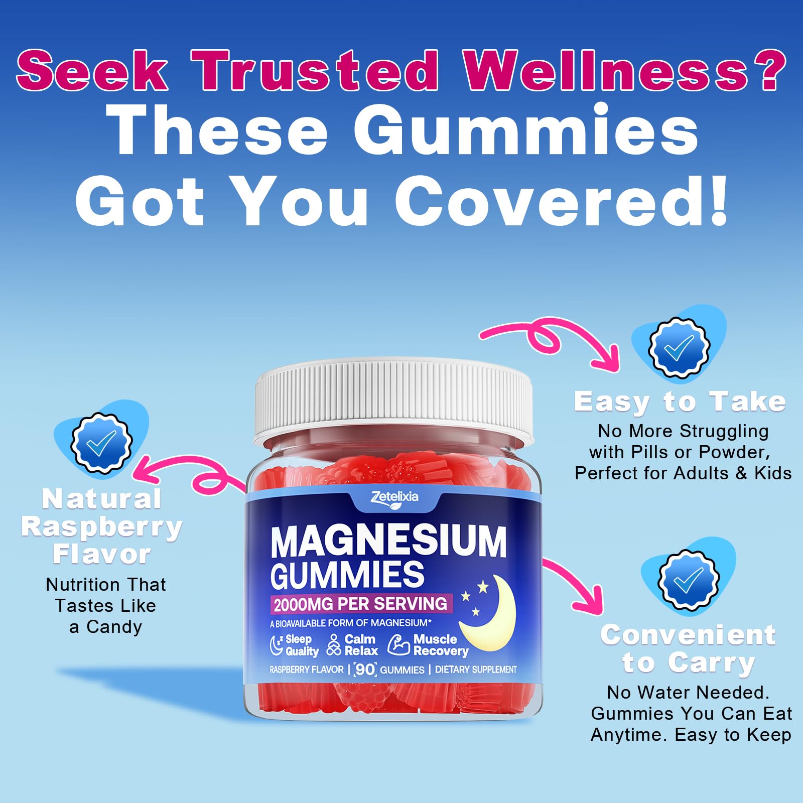 Zetelixia Magnesium Gummies 2000mg Complex family enjoying gummies