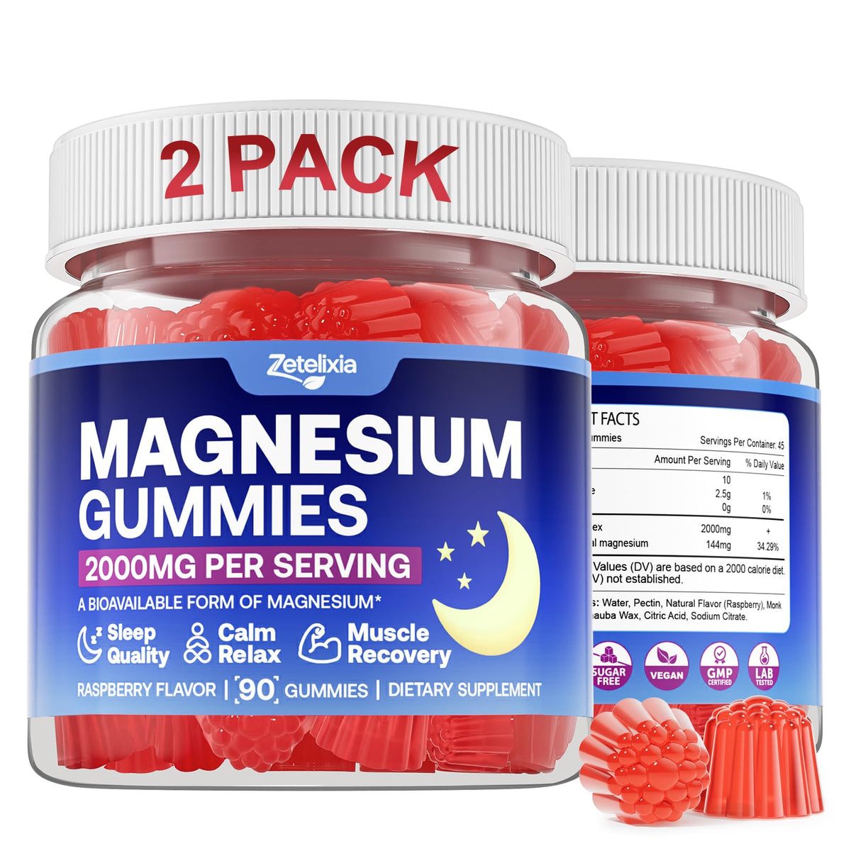 Zetelixia Magnesium Gummies 2000mg Complex front view