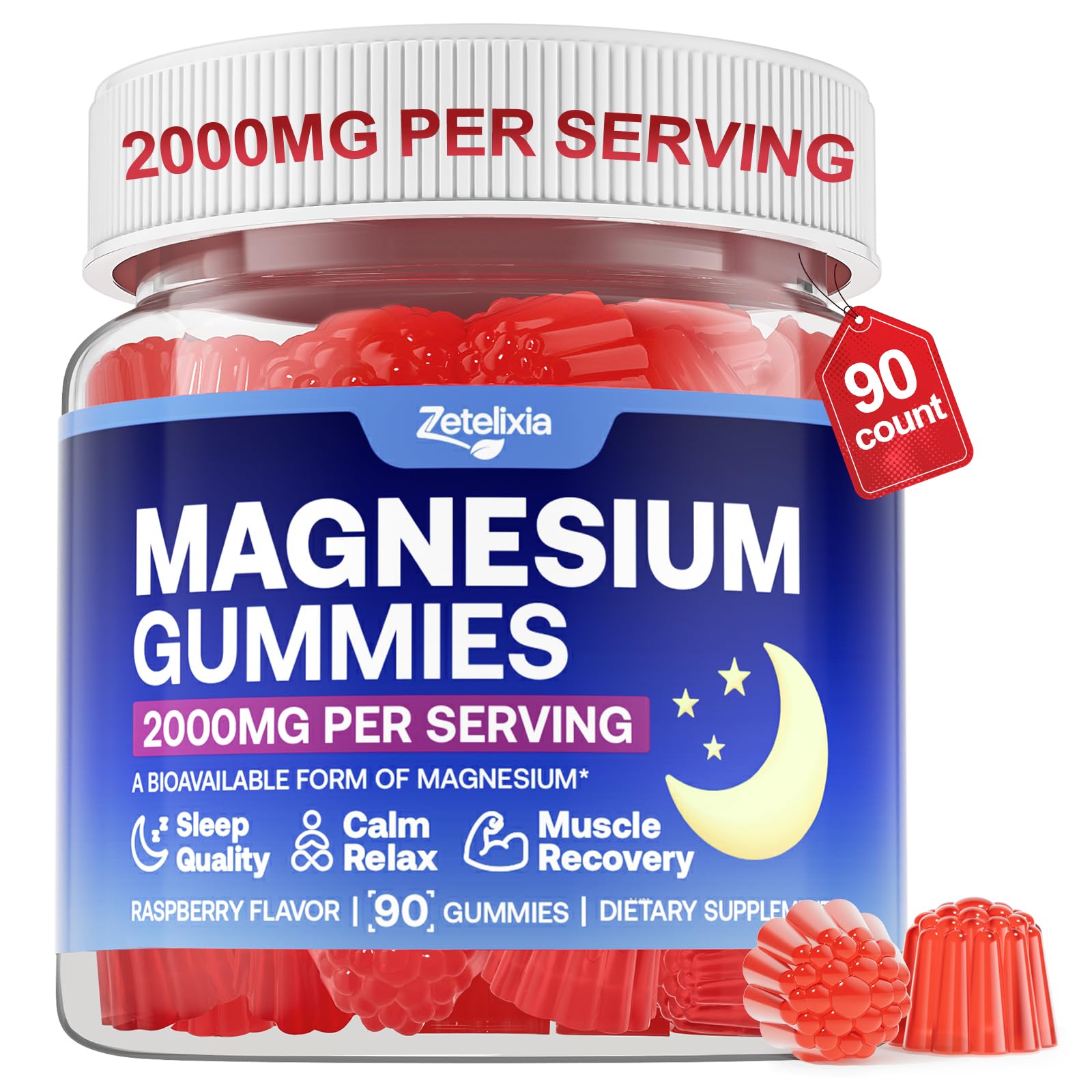 Zetelixia Magnesium Gummies 2000mg Complex front view of packaging