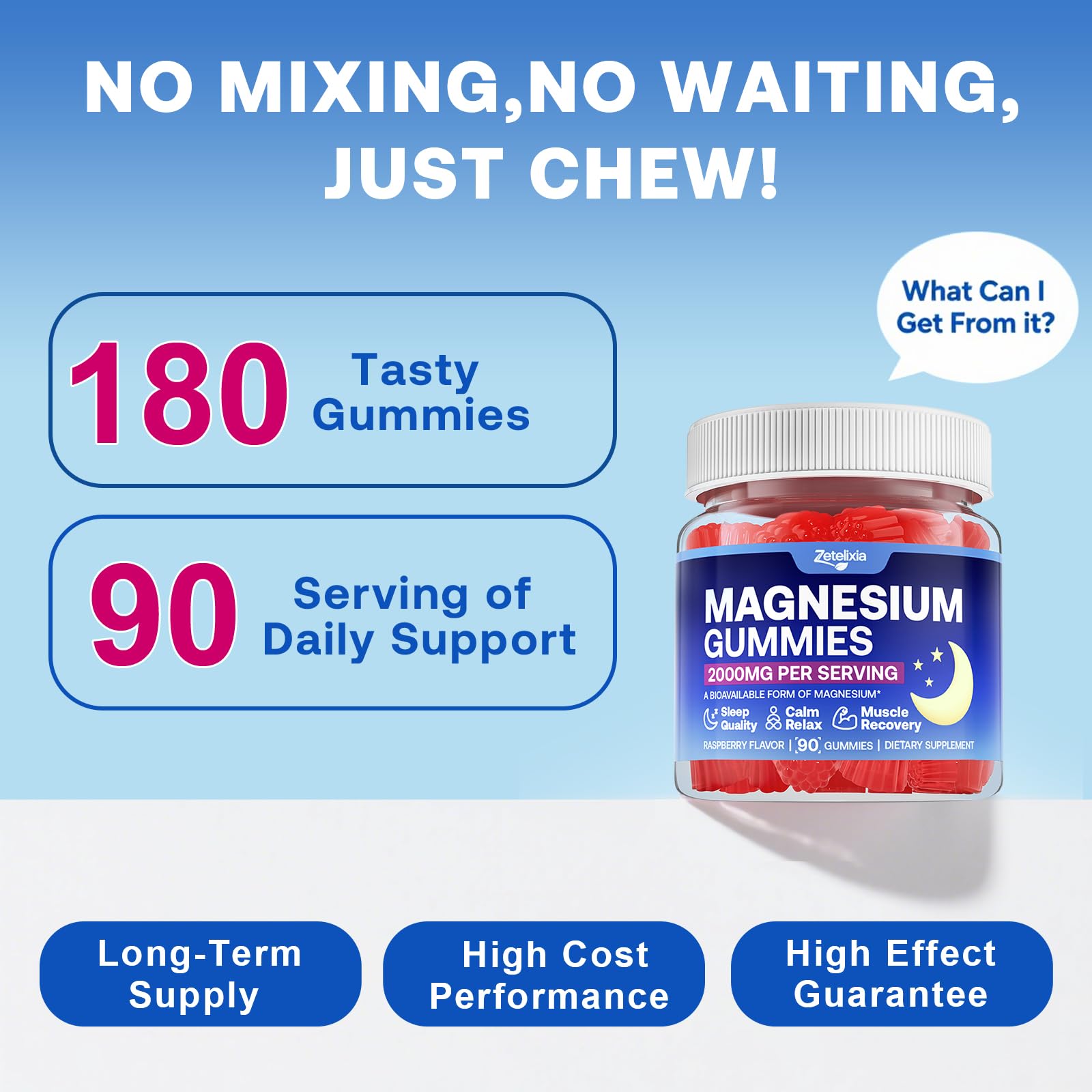 Zetelixia Magnesium Gummies 2000mg Complex side view of bottle