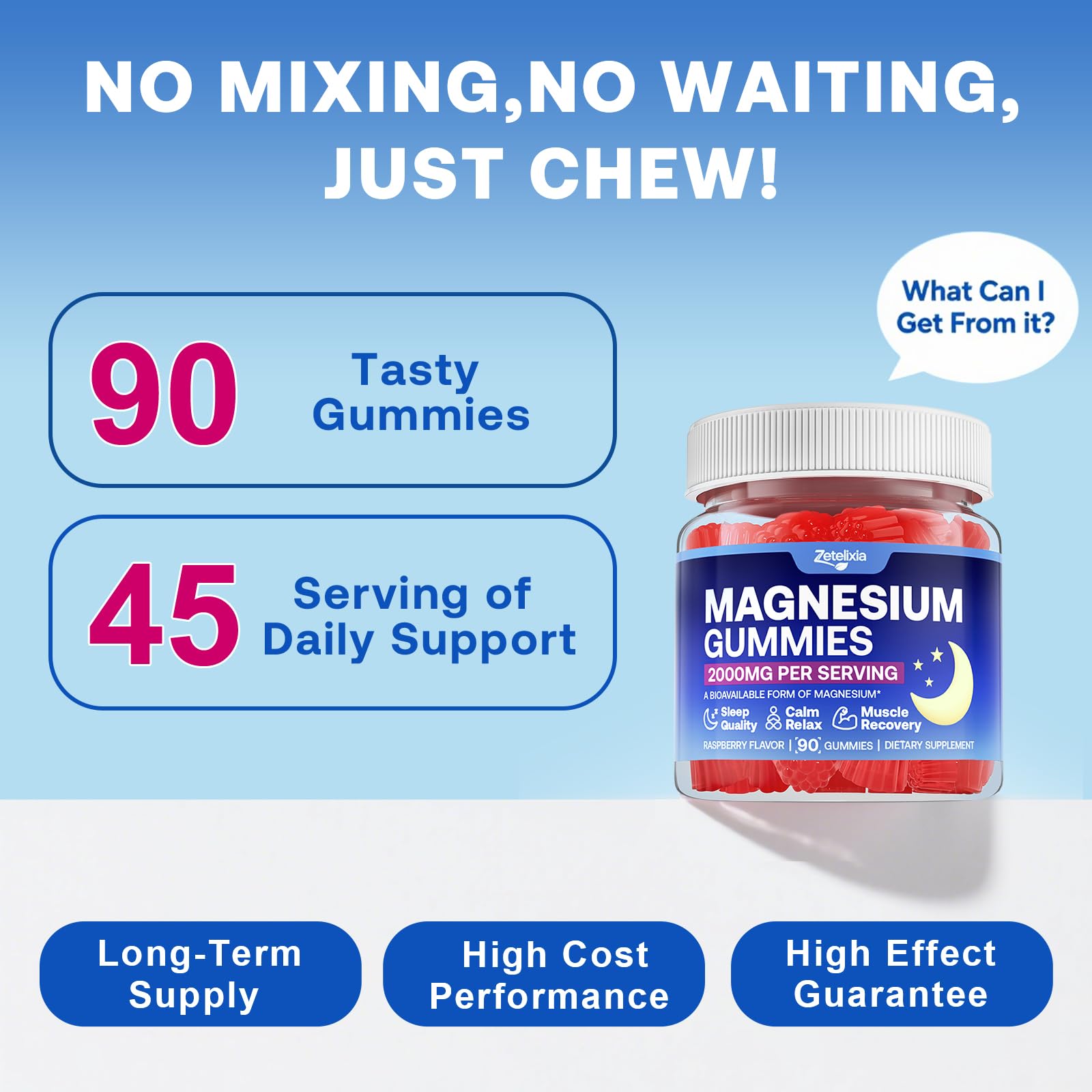 Zetelixia Magnesium Gummies nutritional information on the label