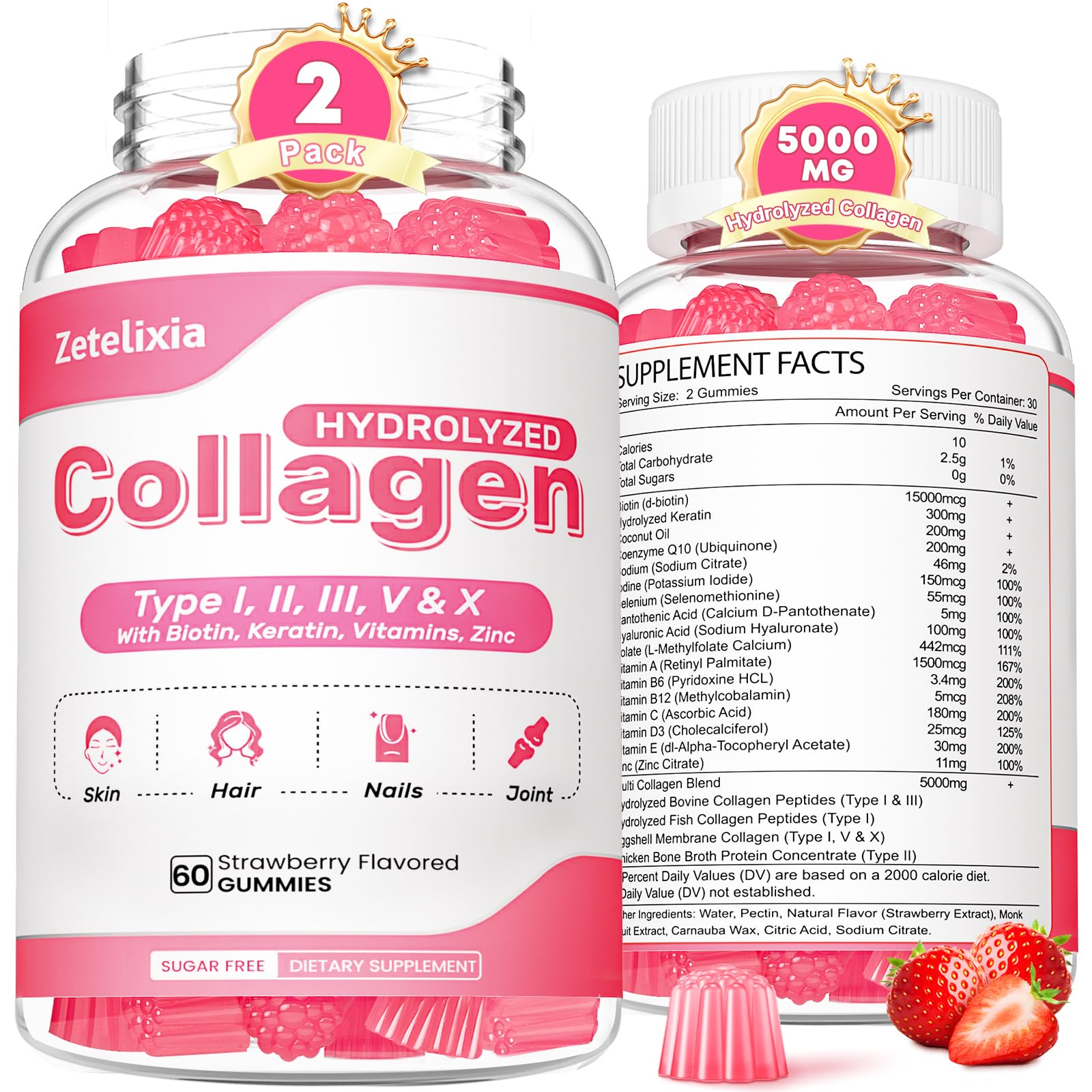 Zetelixia Multi Collagen Gummies front view packaging