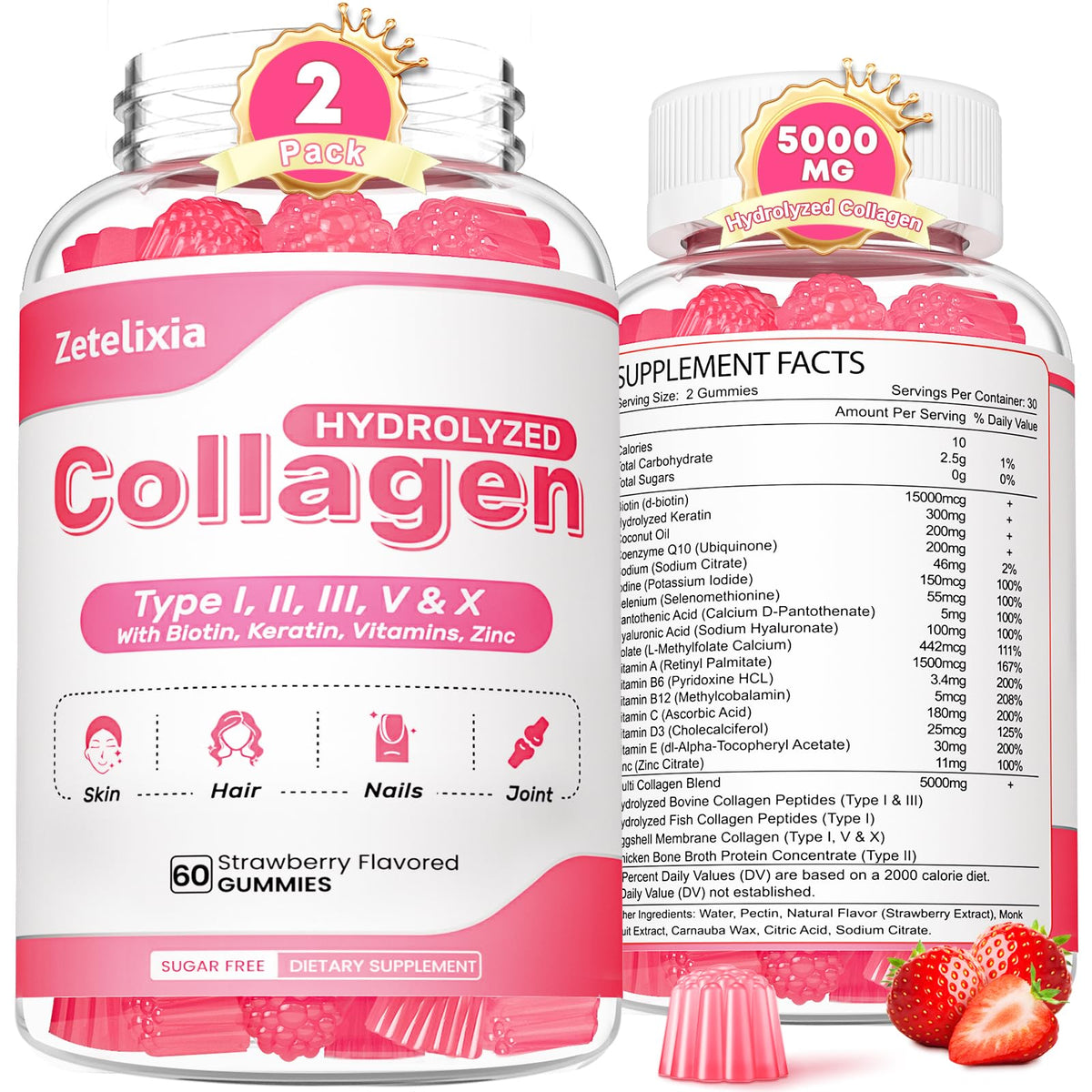 Zetelixia Multi Collagen Gummies front view packaging