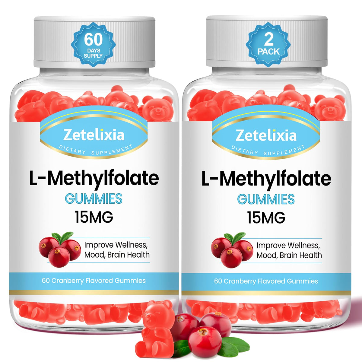 Zetelixia Multivitamin Gummies front view with two bottles