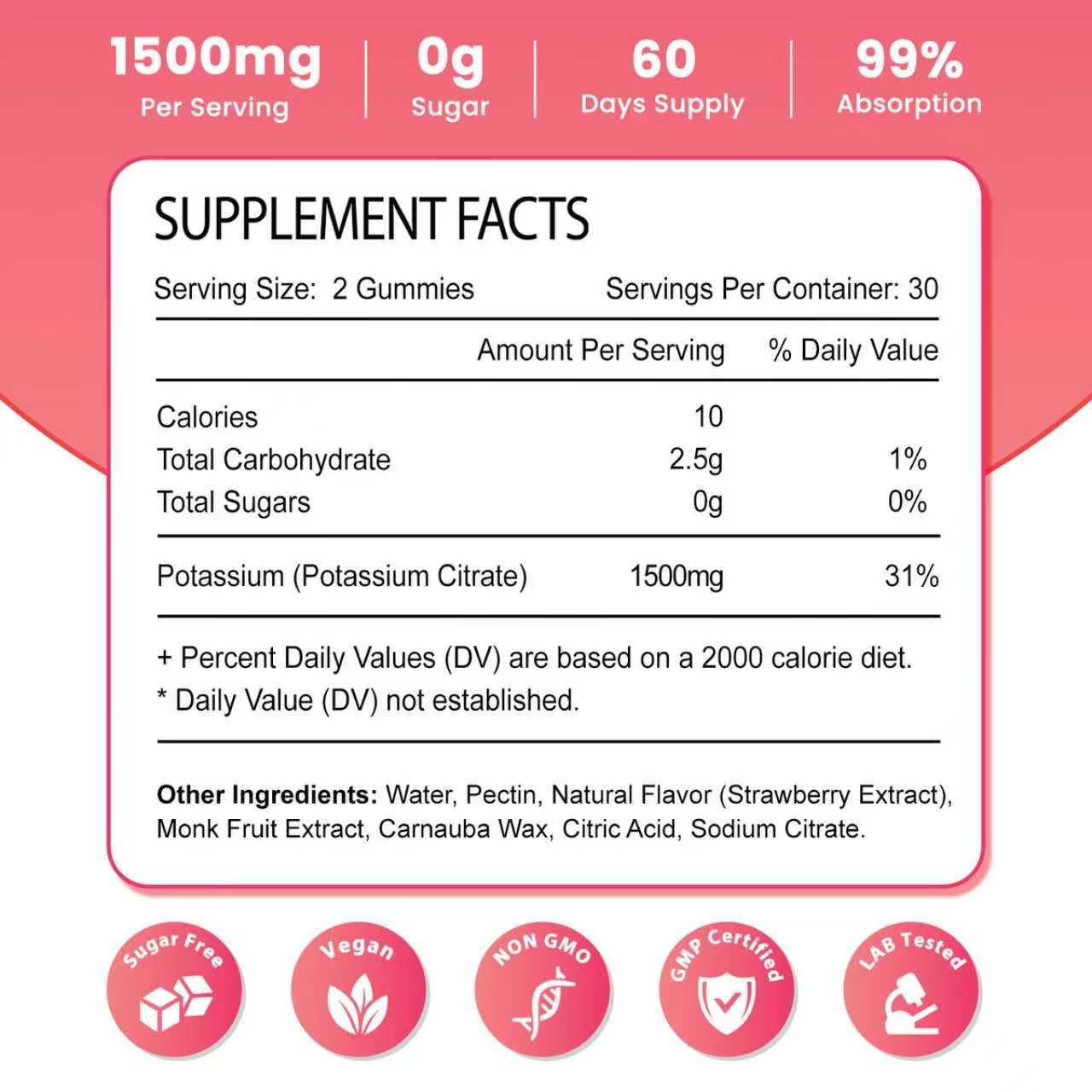 Zetelixia Potassium Citrate Gummies bottle side view