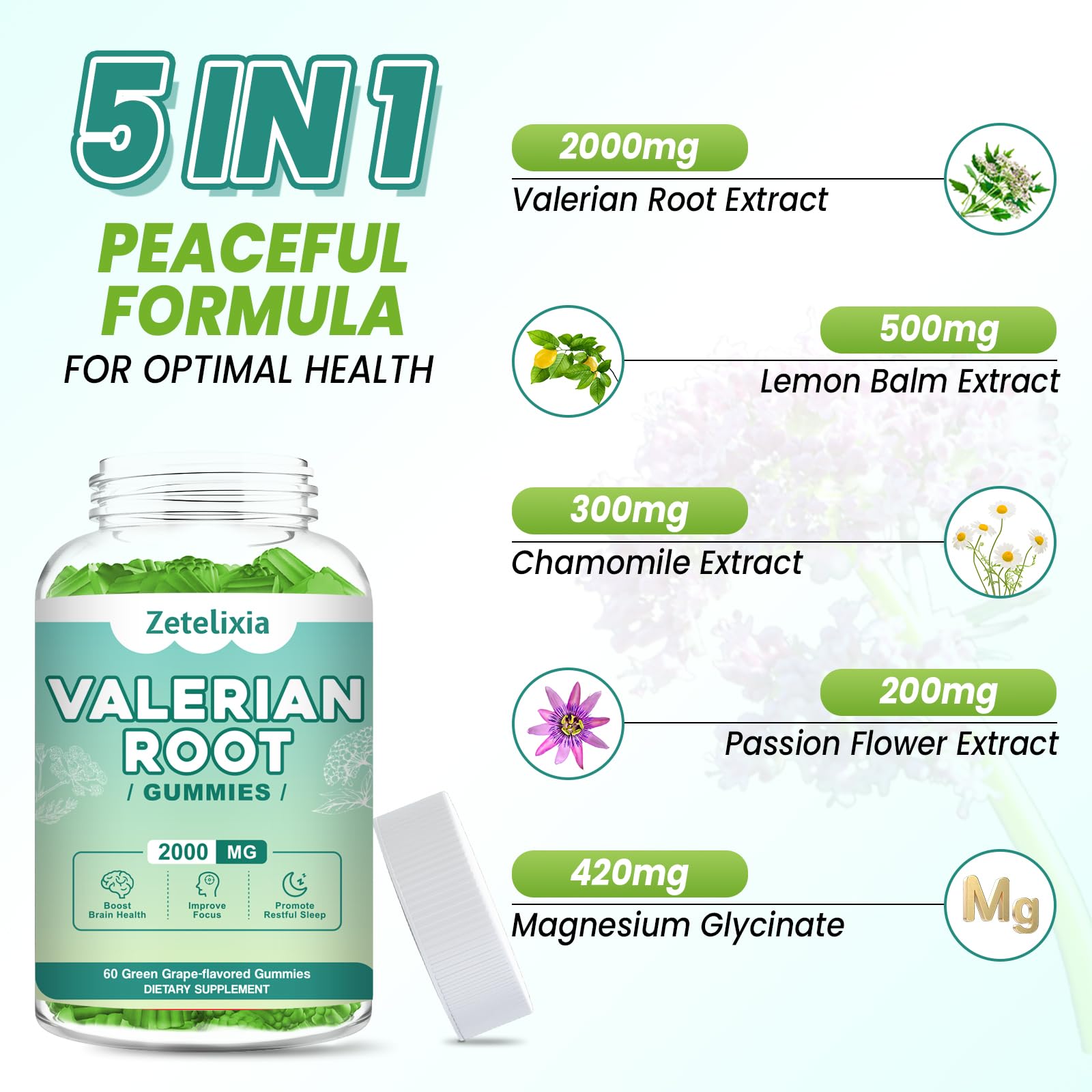 Zetelixia Valerian Root Gummies packaging side view