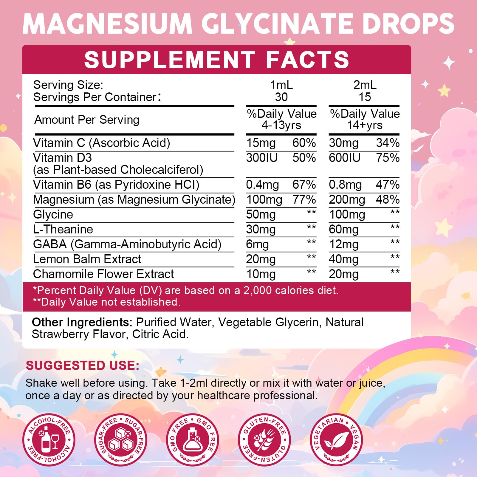 ZEVLORA ORGANICS Magnesium Glycinate Liquid Supplement bottle side view