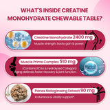 Zeylamum Creatine Chewable Tablets with a fitness mat background