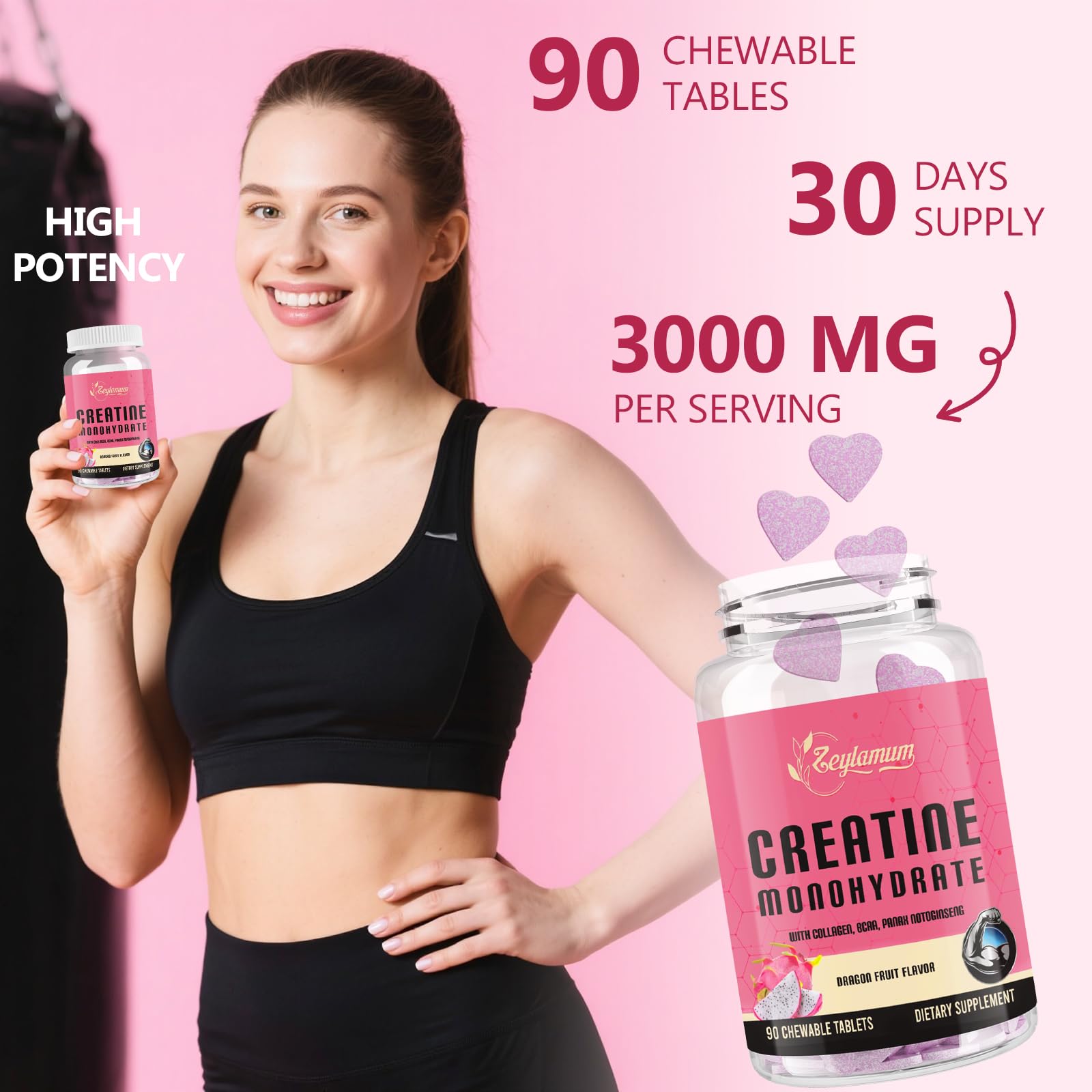 Zeylamum Creatine Complex Chewable Tablets in hand
