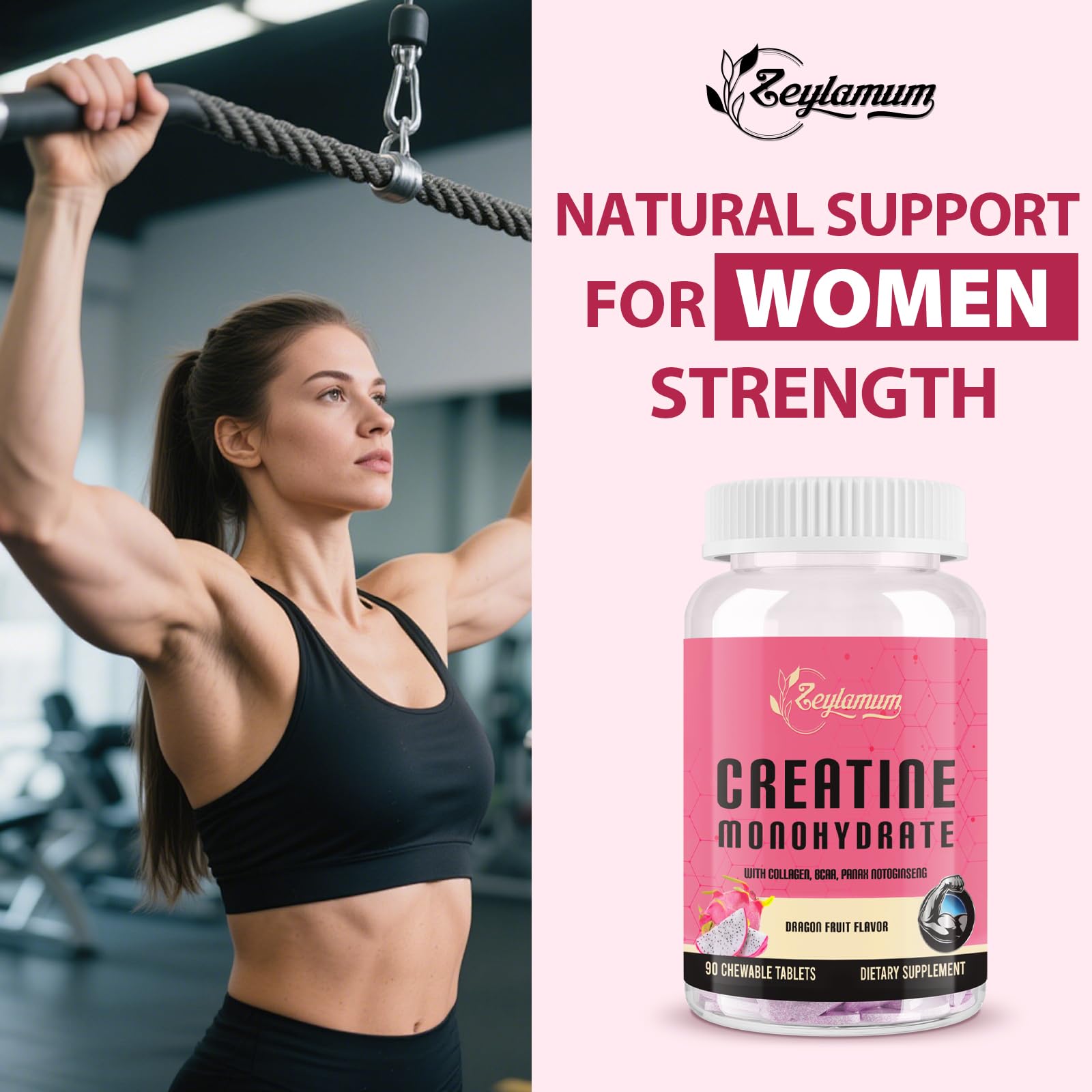 Zeylamum Creatine Complex Chewable Tablets with dragon fruit flavour