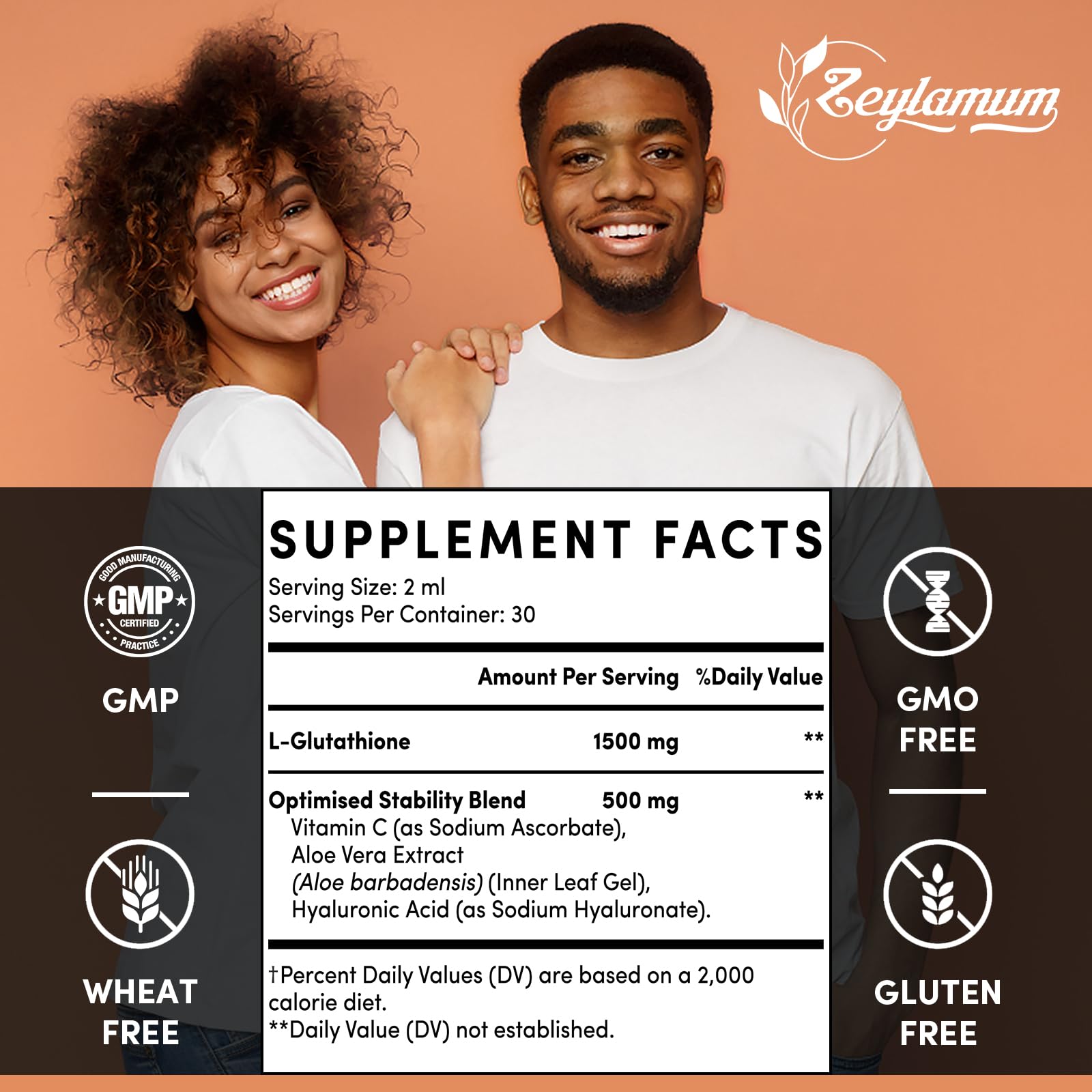 Zeylamum Liposomal Glutathione Liquid 2000mg dropper bottle