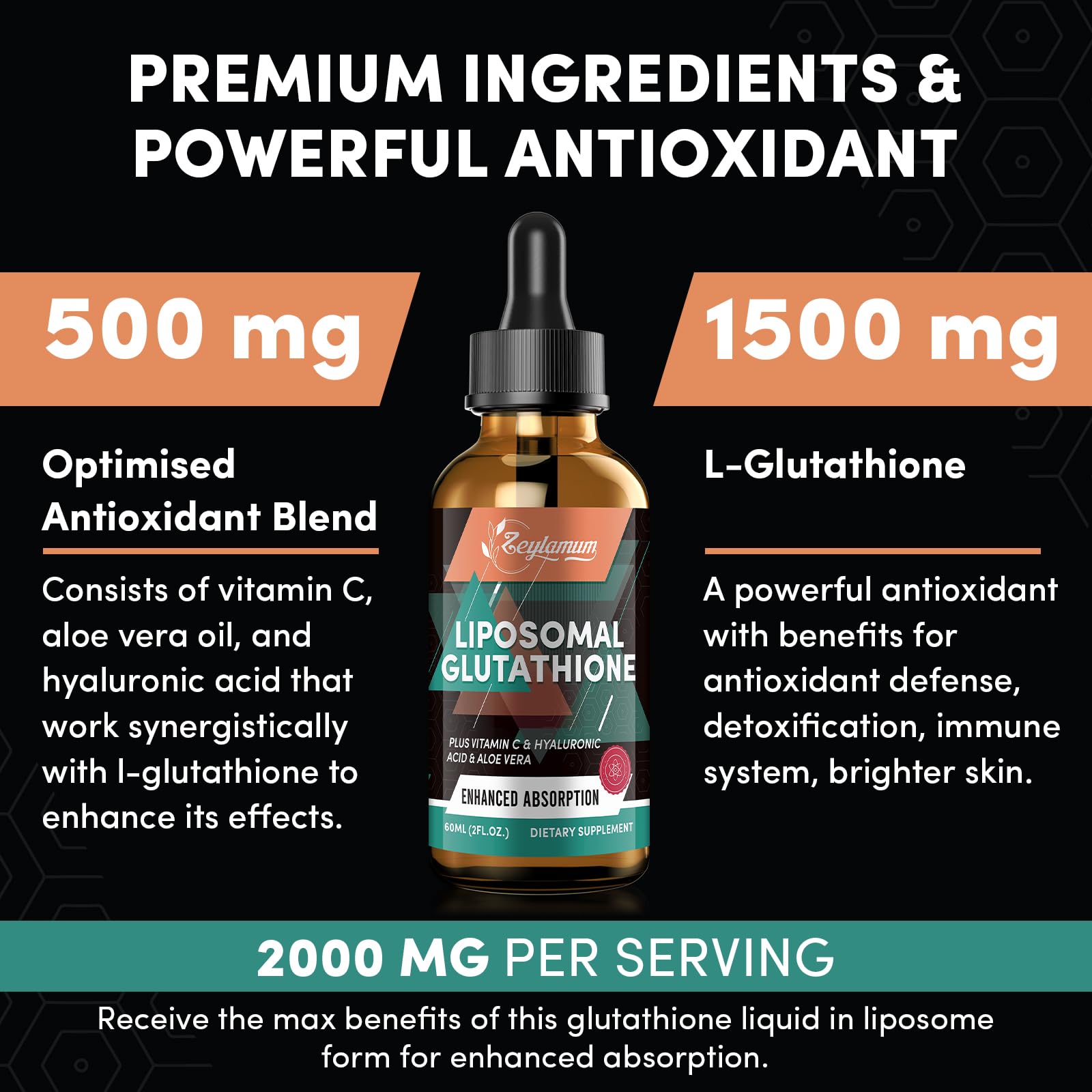 Zeylamum Liposomal Glutathione Liquid 2000mg packaging