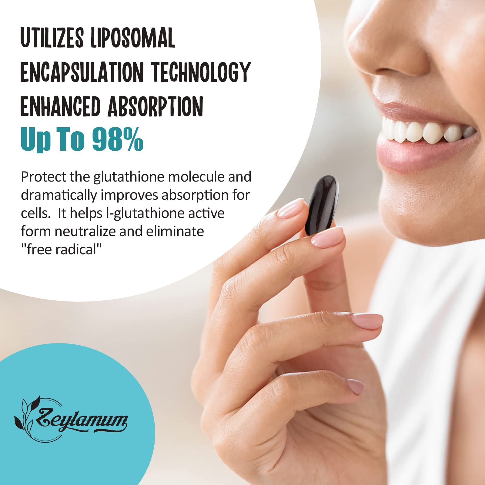Zeylamum Liposomal Glutathione Supplement bottle side view