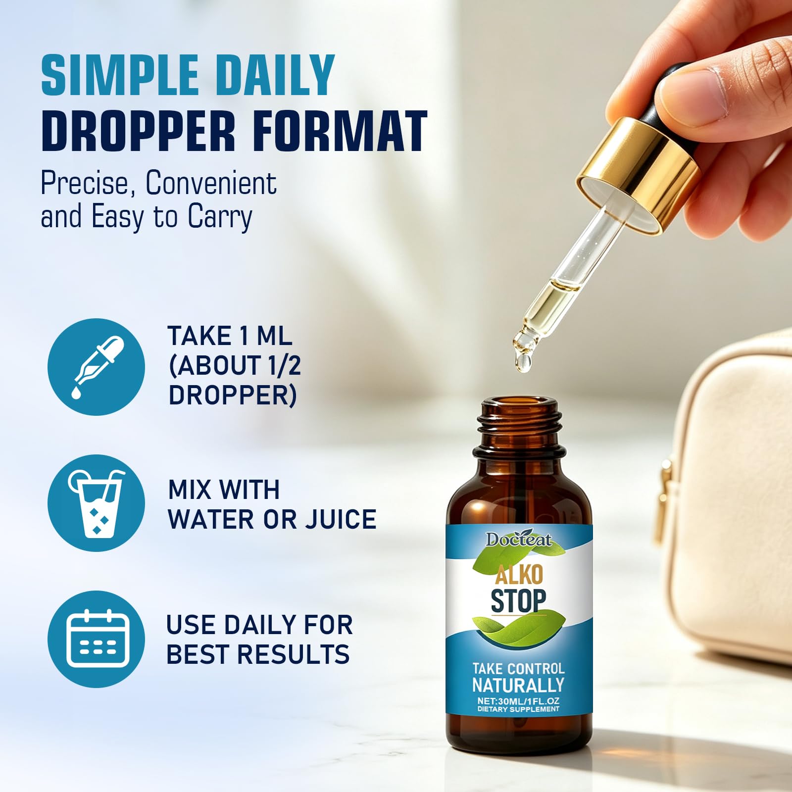 zhmndo ALKO Stop Drops liquid drops in a glass
