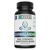 ZHOU Ashwagandha and Rhodiola Rosea Supplement capsule bottle front view