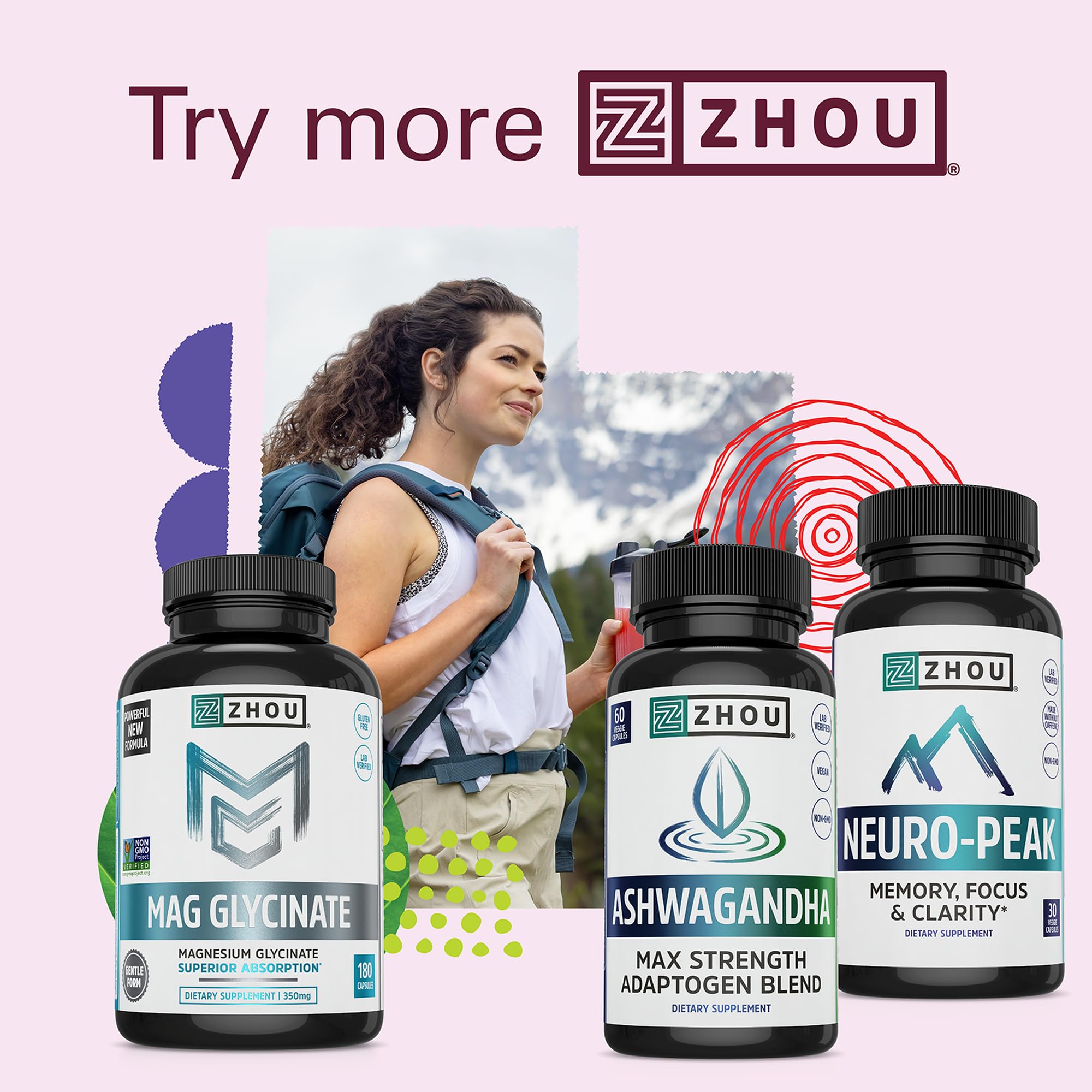 ZHOU Ashwagandha and Rhodiola Rosea Supplement in a lifestyle setting