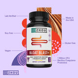 ZHOU Blast+ daily Enzymes capsules on a wooden surface