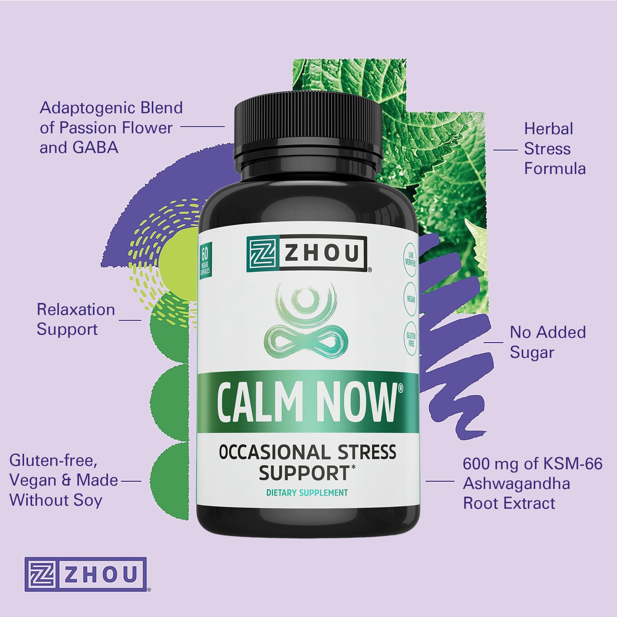 ZHOU Calm Now Capsules ingredients list on packaging