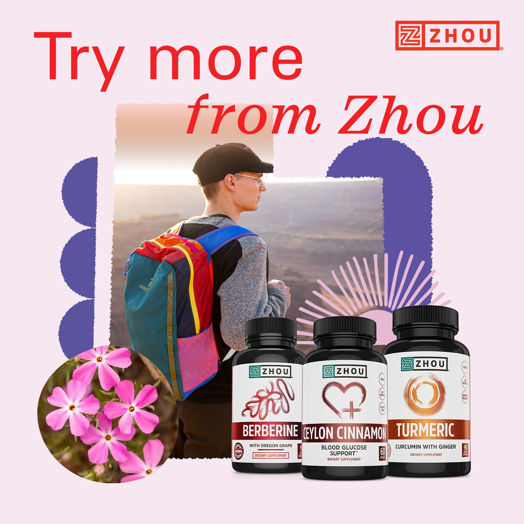 ZHOU Ceylon Cinnamon supplement bottle on a wooden table