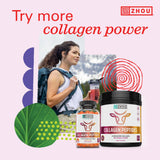 ZHOU Collagen Peptides Powder 91g in a bowl with a spoon