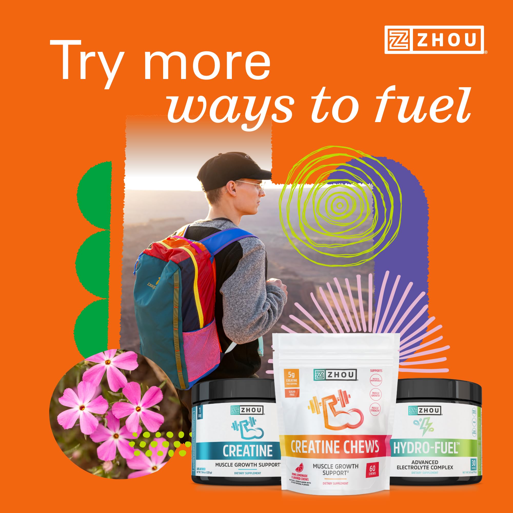ZHOU Creatine Chews with a measuring scoop