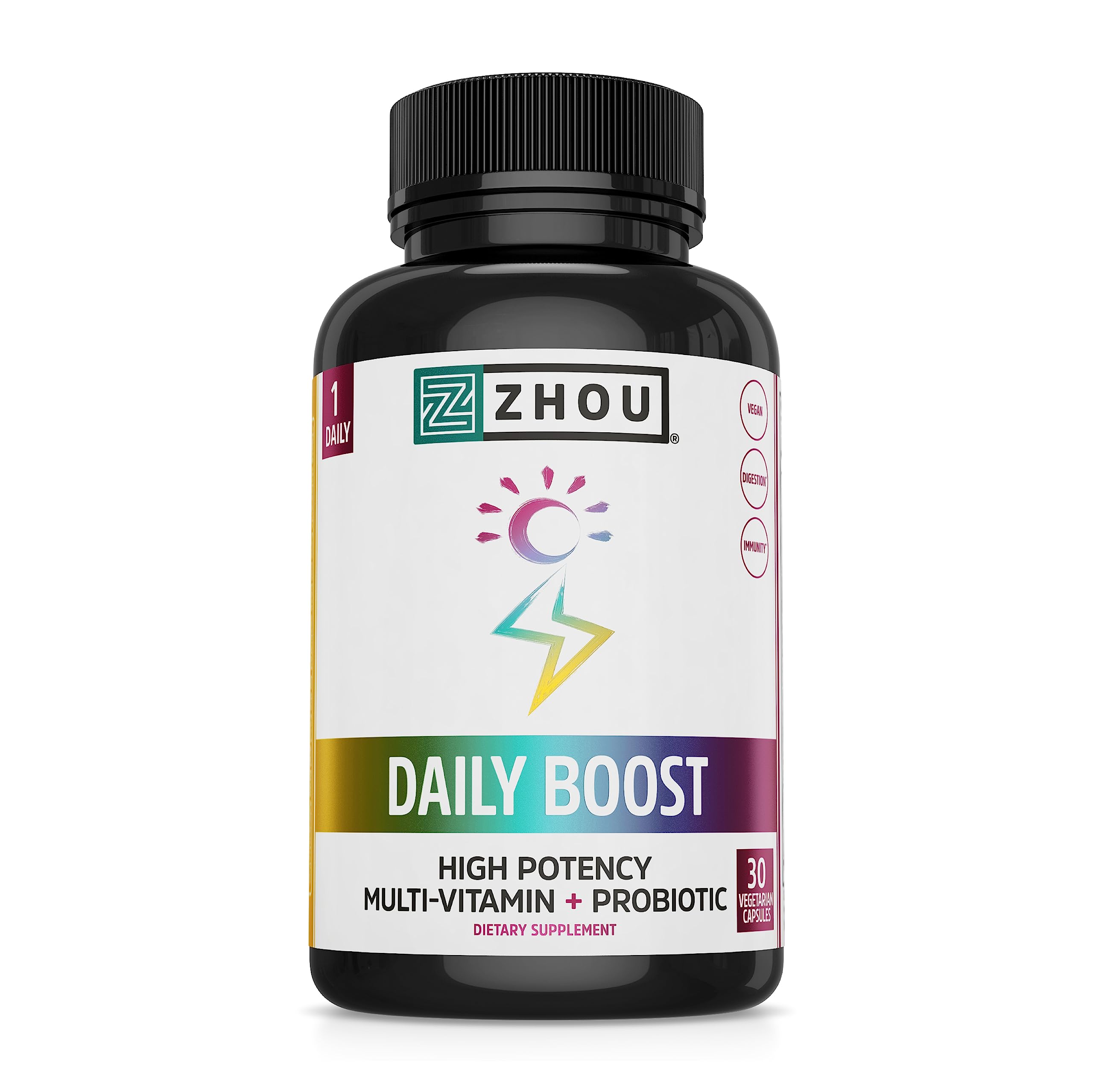 ZHOU Daily support Multivitamin Probiotic 30 Capsules front view