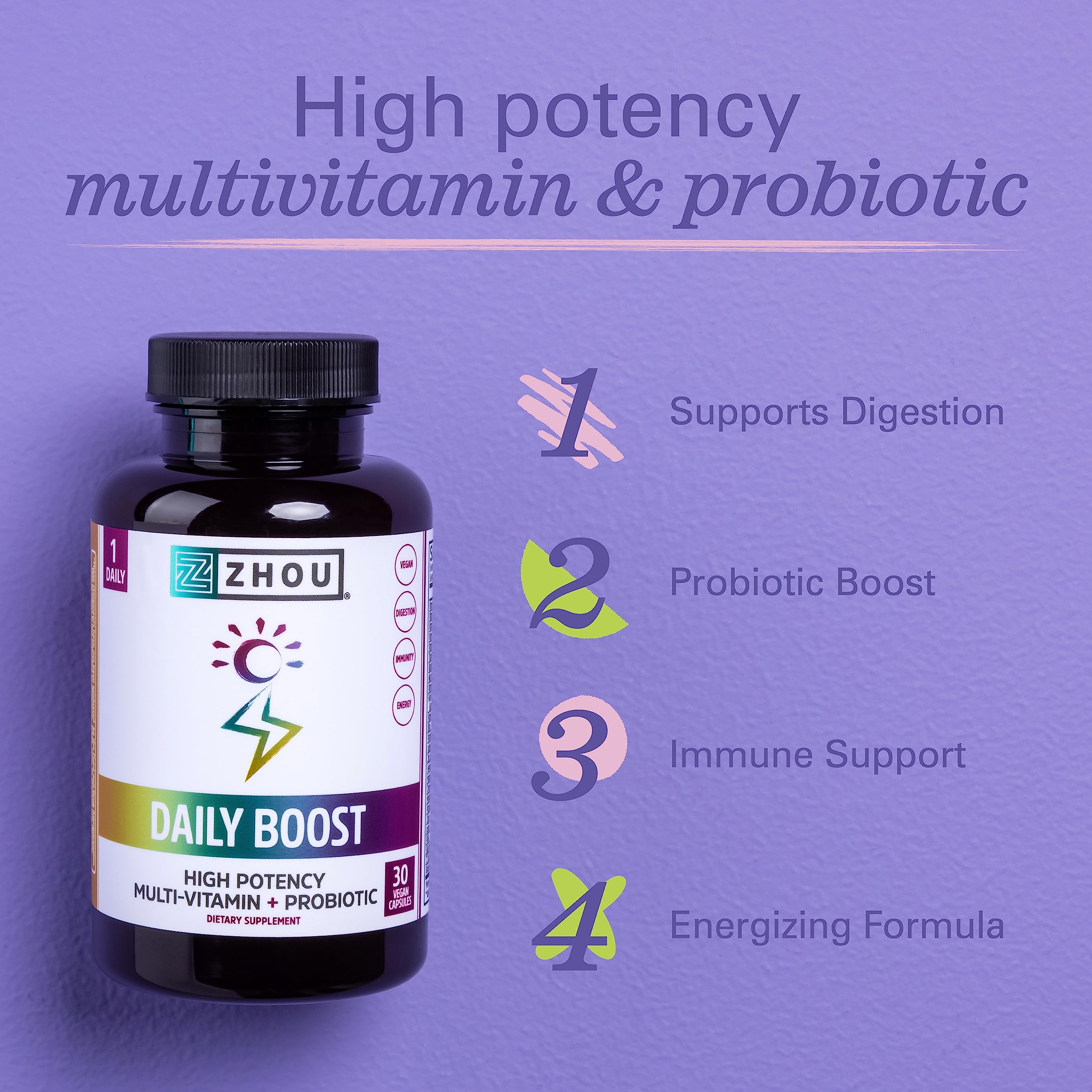 ZHOU Daily support Multivitamin Probiotic capsule close-up