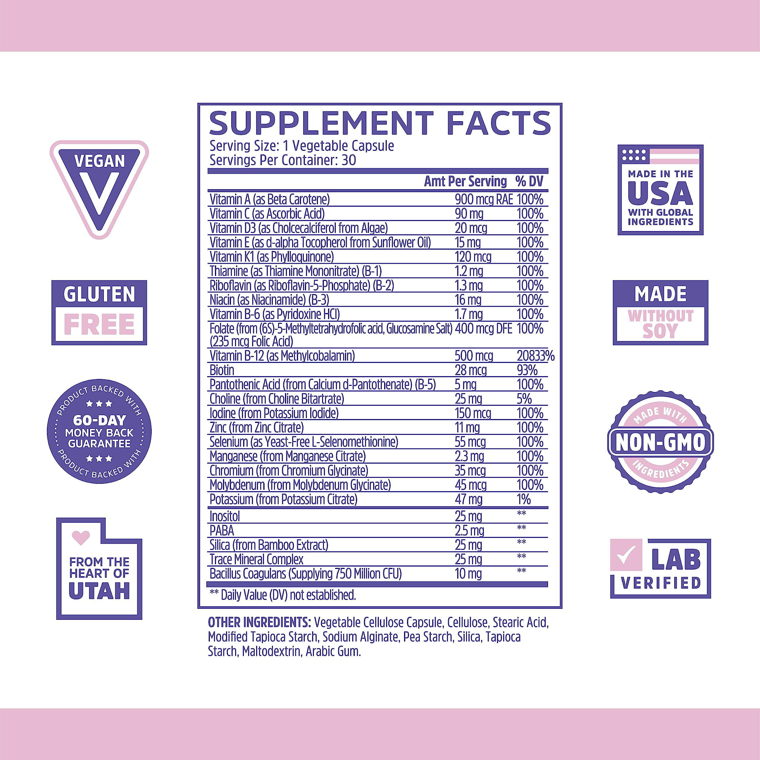 ZHOU Daily support Multivitamin Probiotic packaging side view