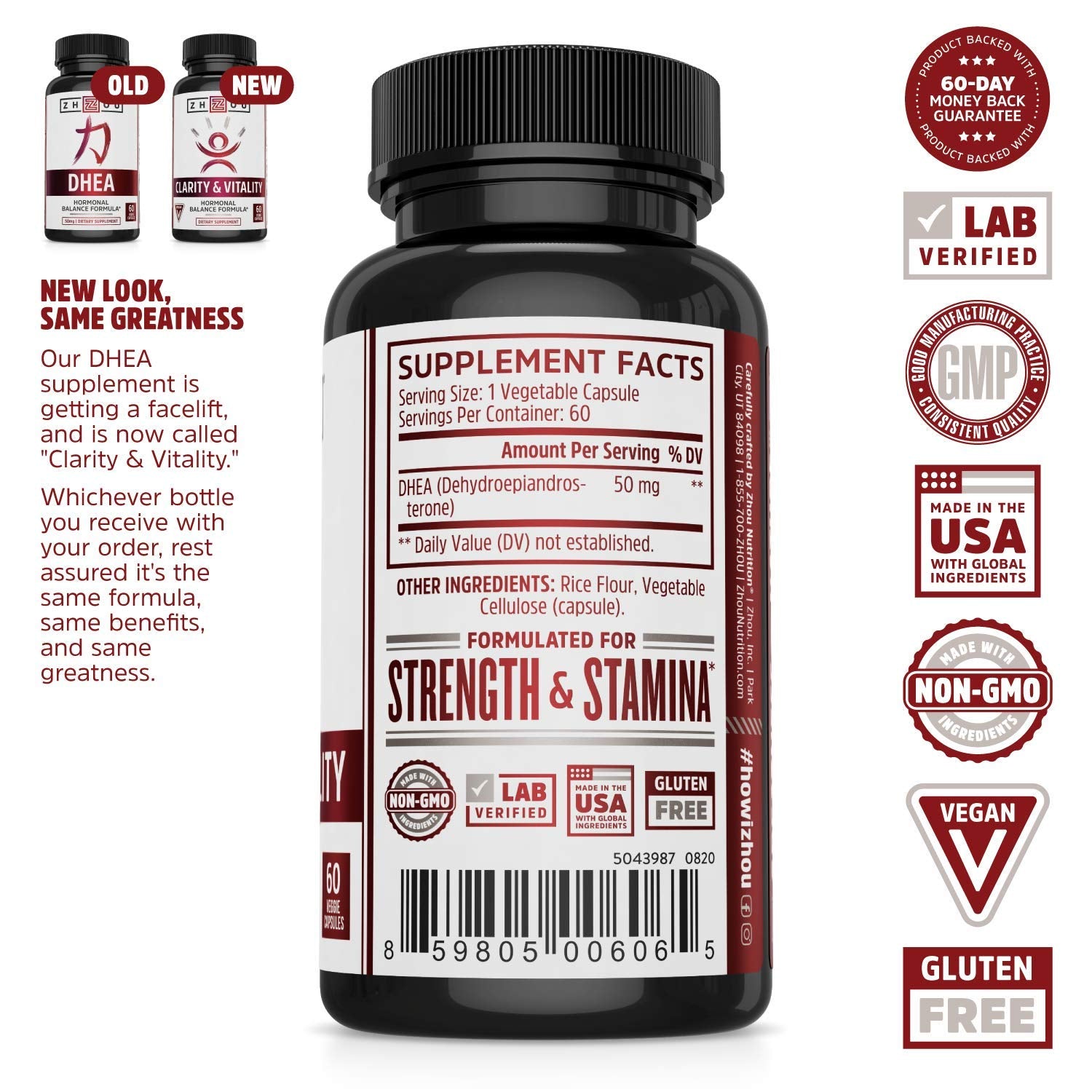 ZHOU DHEA supplement capsule close-up