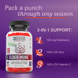 ZHOU Elder-Mune Gummies displayed with elderberries