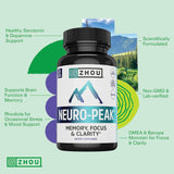ZHOU Energy + Focus supplement bottle showcasing clean energy ingredients