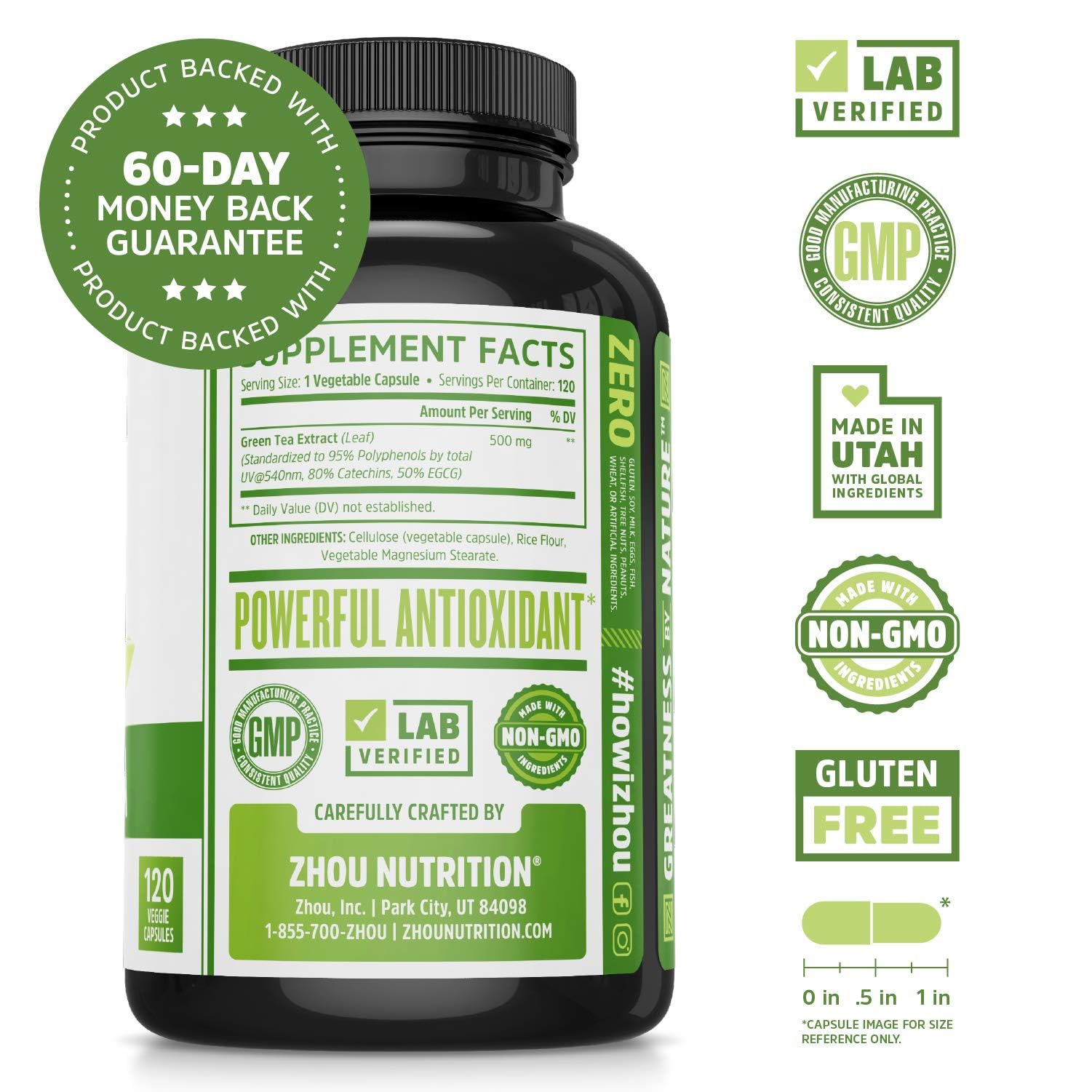 ZHOU Green Tea Extract Capsules bottle with label