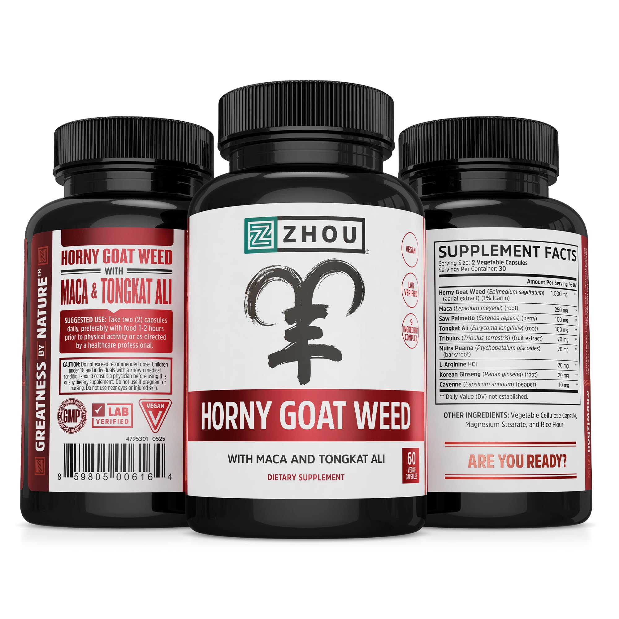 ZHOU Horny Goat Weed Supplement side view showing capsule