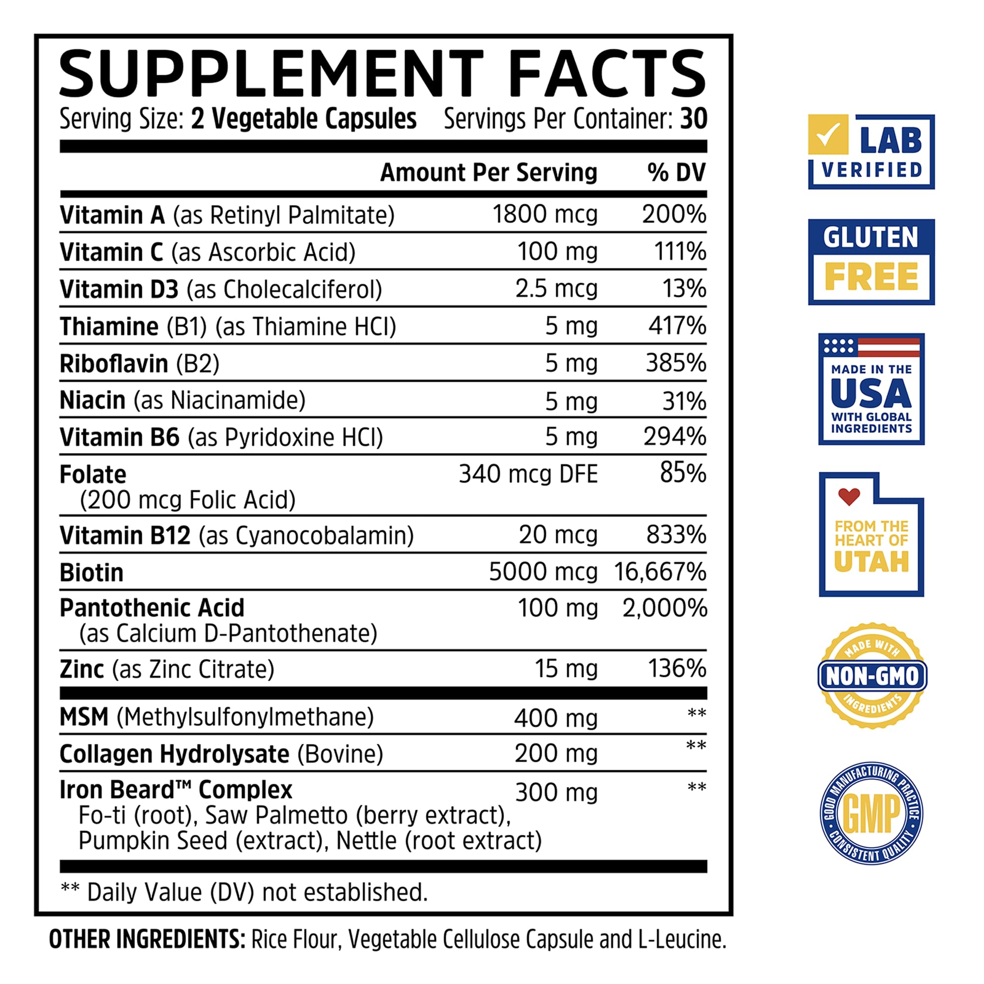 ZHOU Iron Beard supplement side view showing capsule details