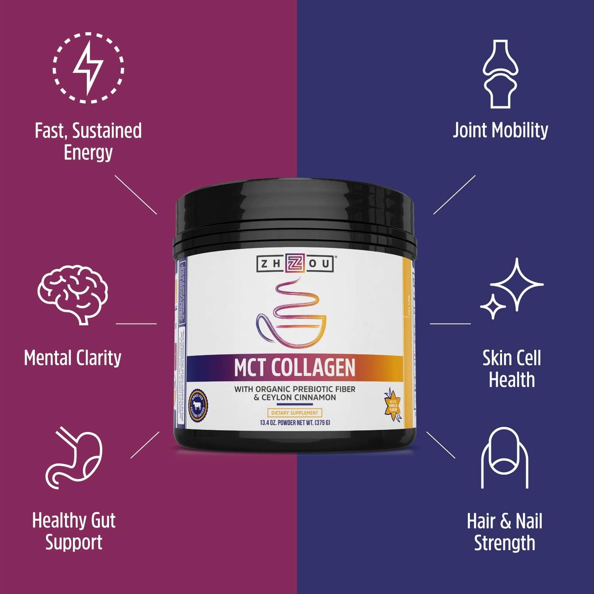 ZHOU MCT Collagen with Ceylon cinnamon and coconut