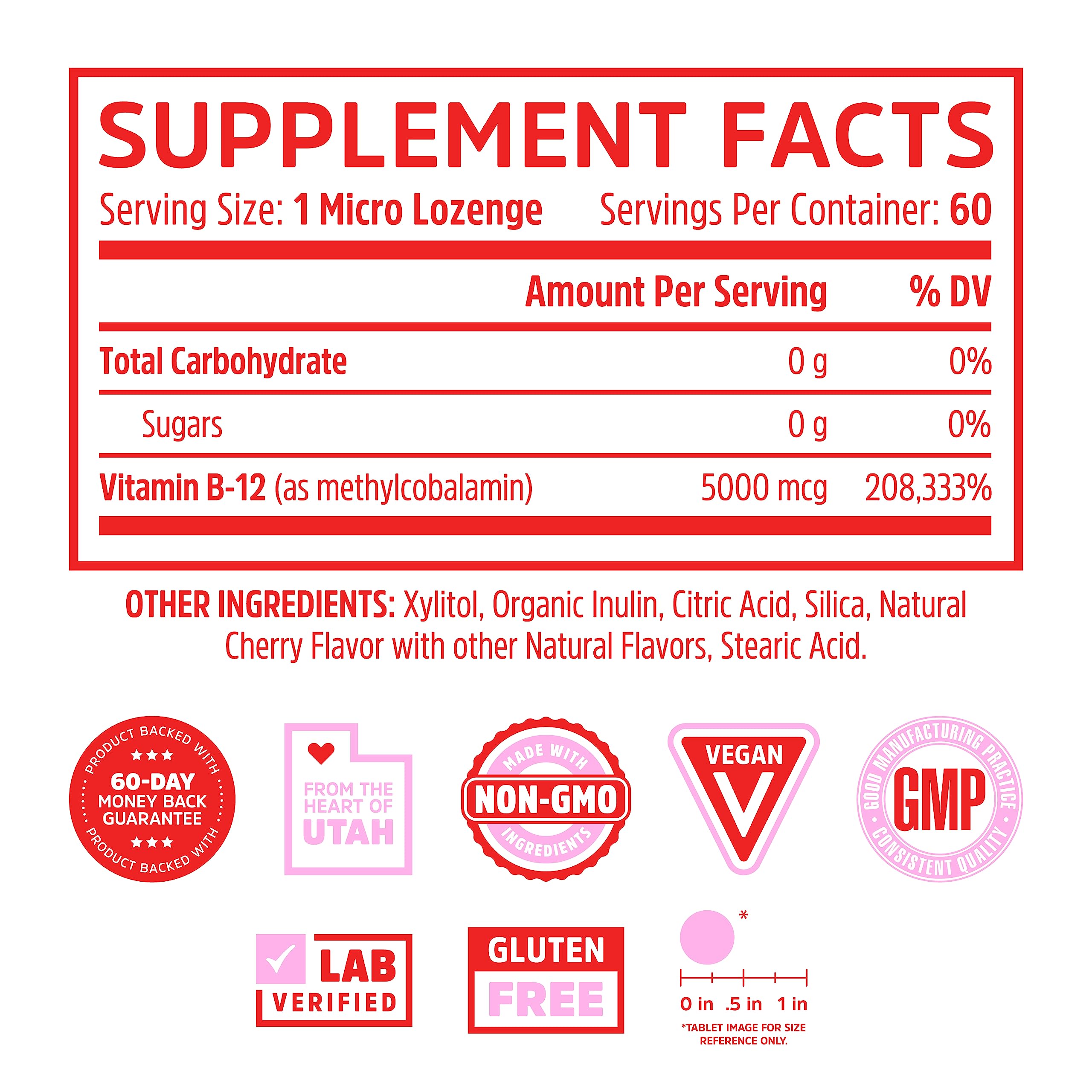 ZHOU Methyl B-12 cherry lozenge packaging side view