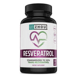 ZHOU Resveratrol Supplement 60 Veg Caps front view