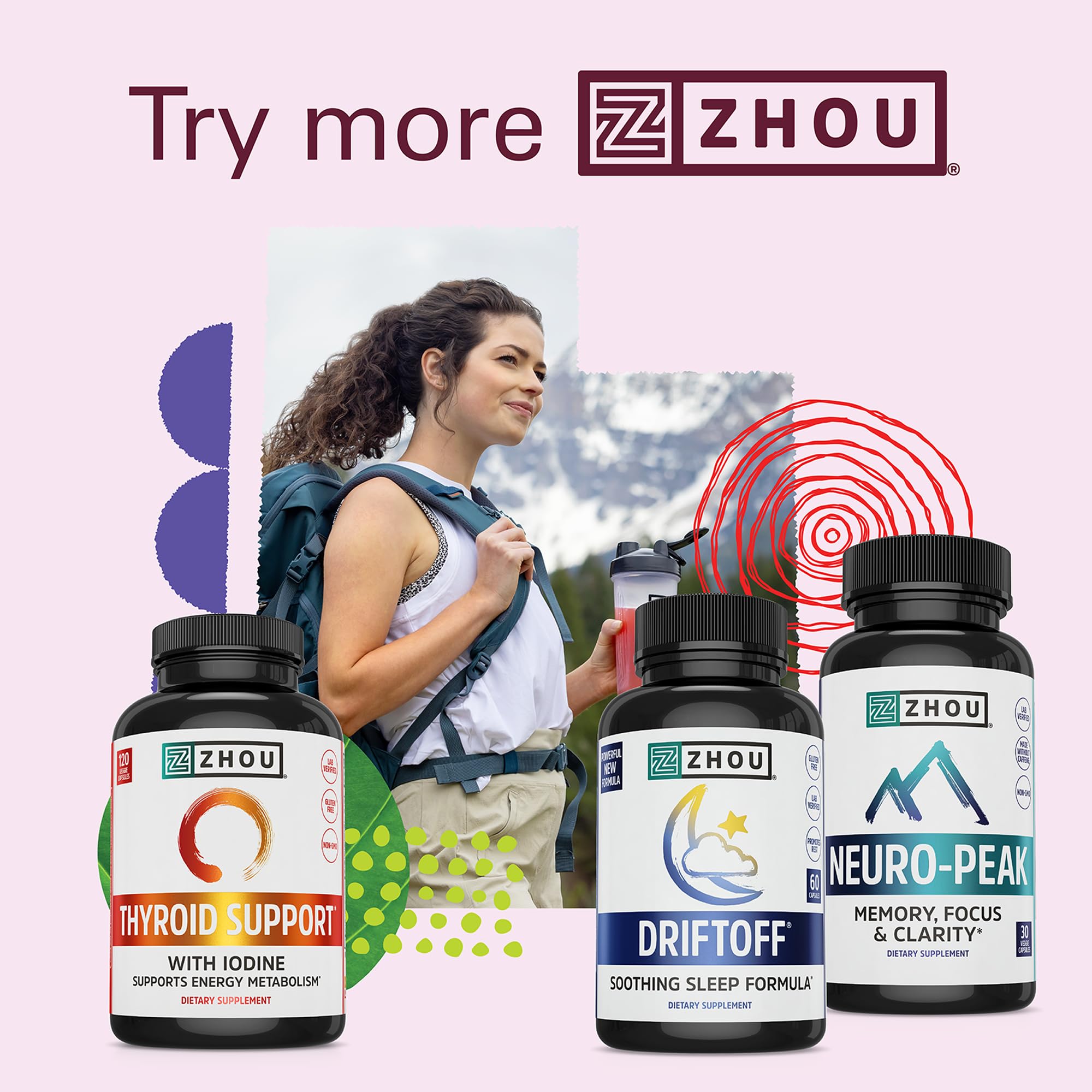 ZHOU Sleep Supplement Capsules back view with nutritional information