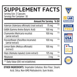 ZHOU Sleep Supplement Capsules side view showing ingredients