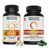 ZHOU Thyroid Support bundle front view with D3 and K2