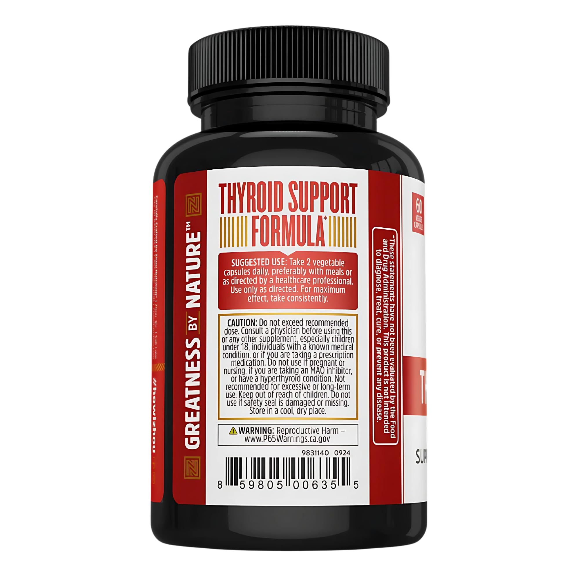 ZHOU Thyroid Support product with a fresh green background