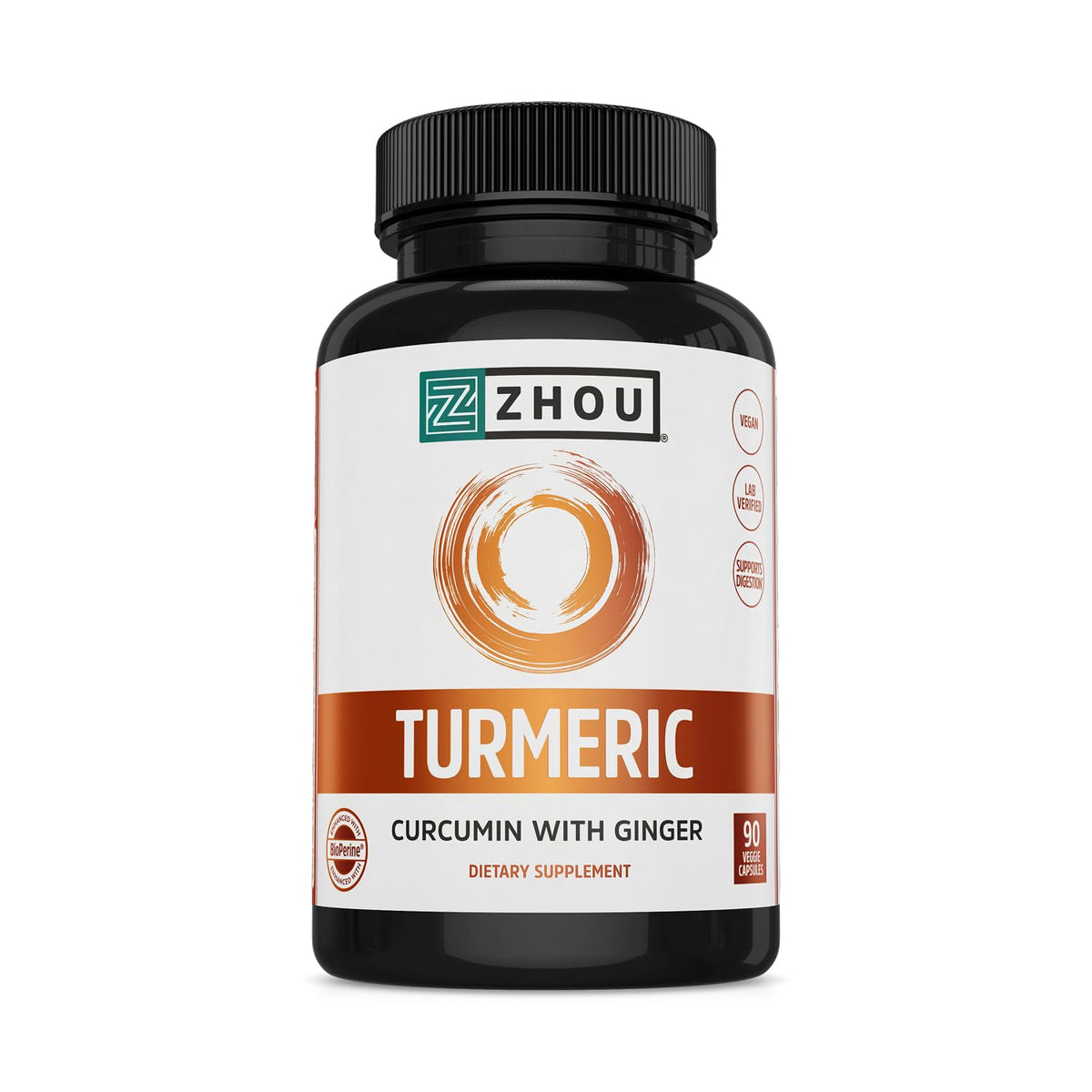 ZHOU Turmeric Curcumin Supplement bottle front view
