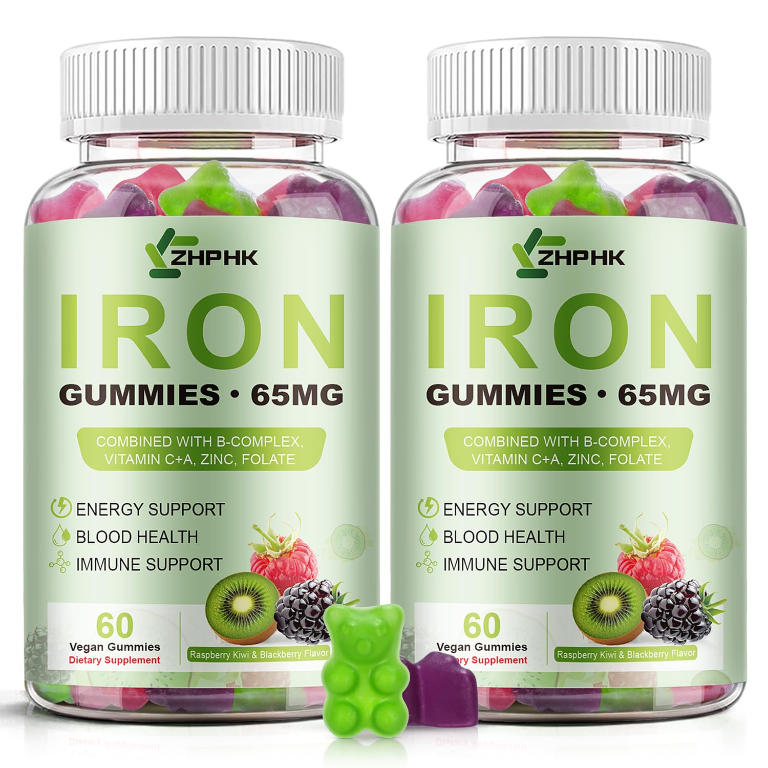 ZHPHK Iron Gummies front view packaging