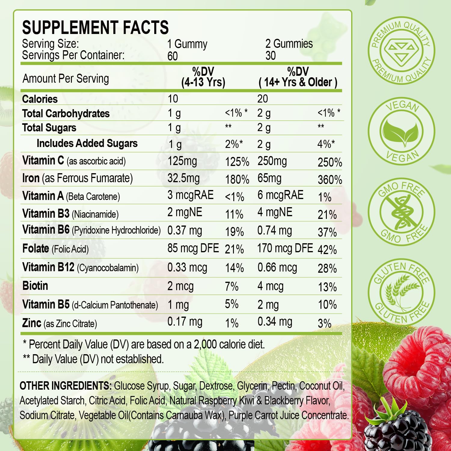 ZHPHK Iron Gummies mixed-fruit flavour gummies