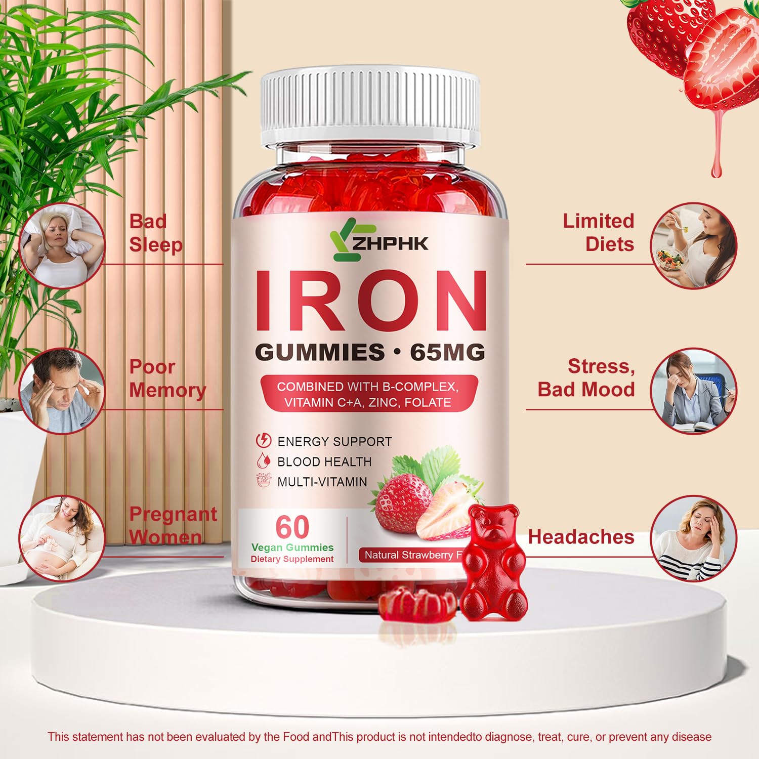 ZHPHK Iron Gummies showing serving size