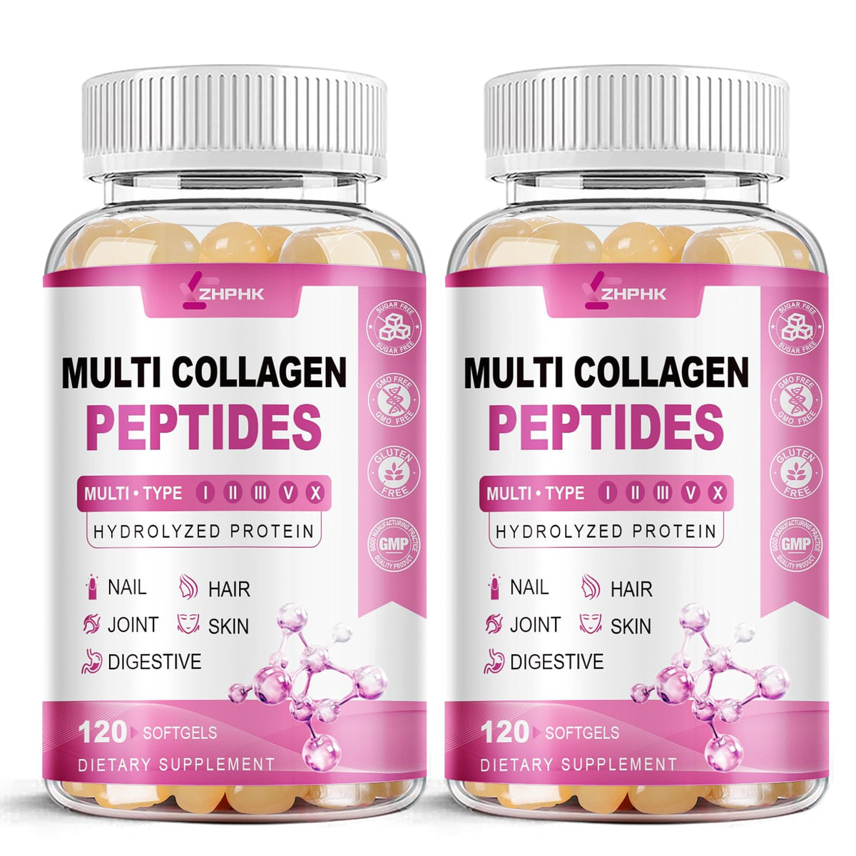 ZHPHK Multi Collagen Peptides Softgels front view