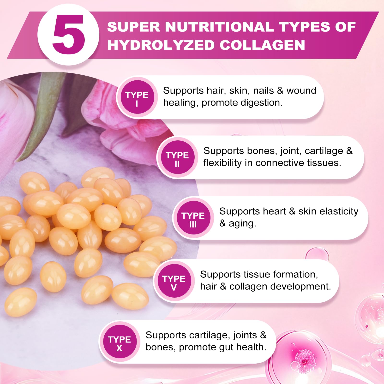 ZHPHK Multi Collagen Peptides Softgels on a wooden table